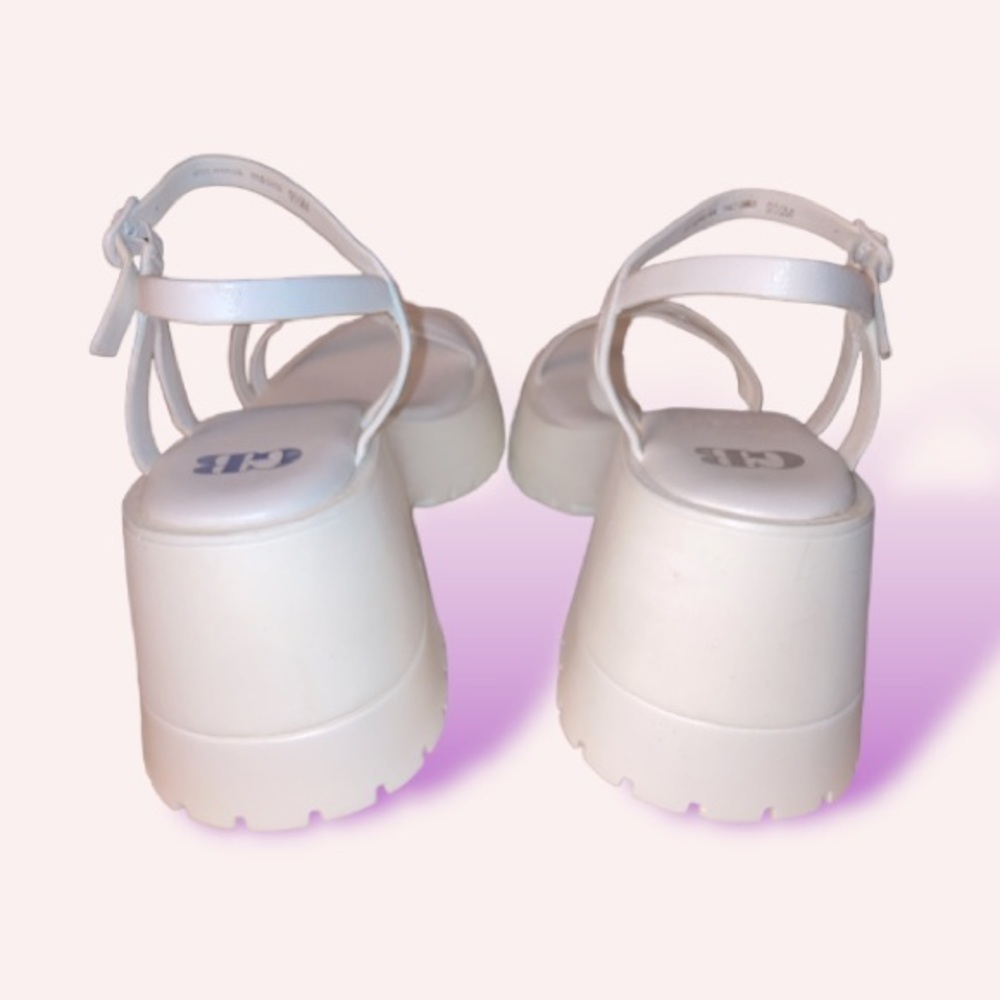 NWOT Gianni Bini White size 8 1/2 Wild-Child Leather Platform Sandals size 9.5 - Picture 9 of 13